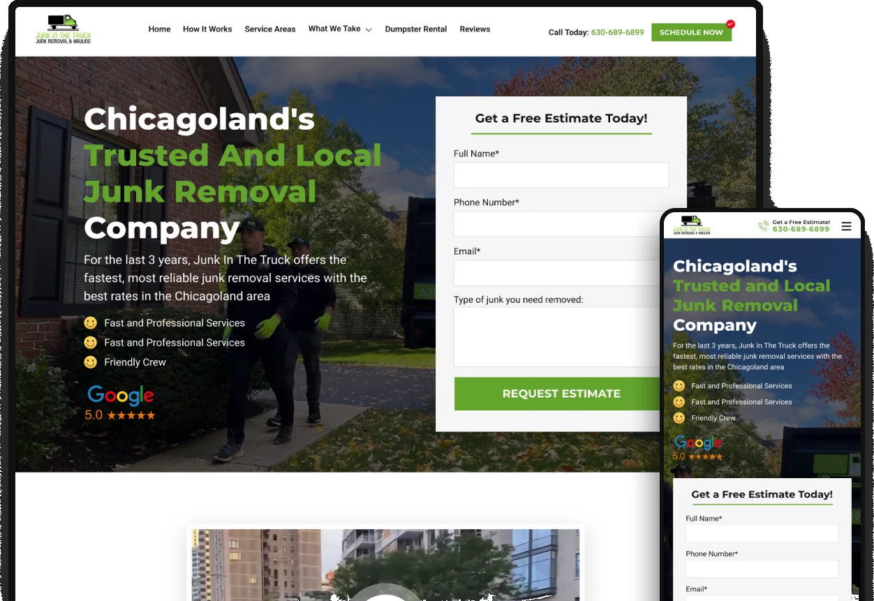 Example free homepage concept shown on a laptop and a phone