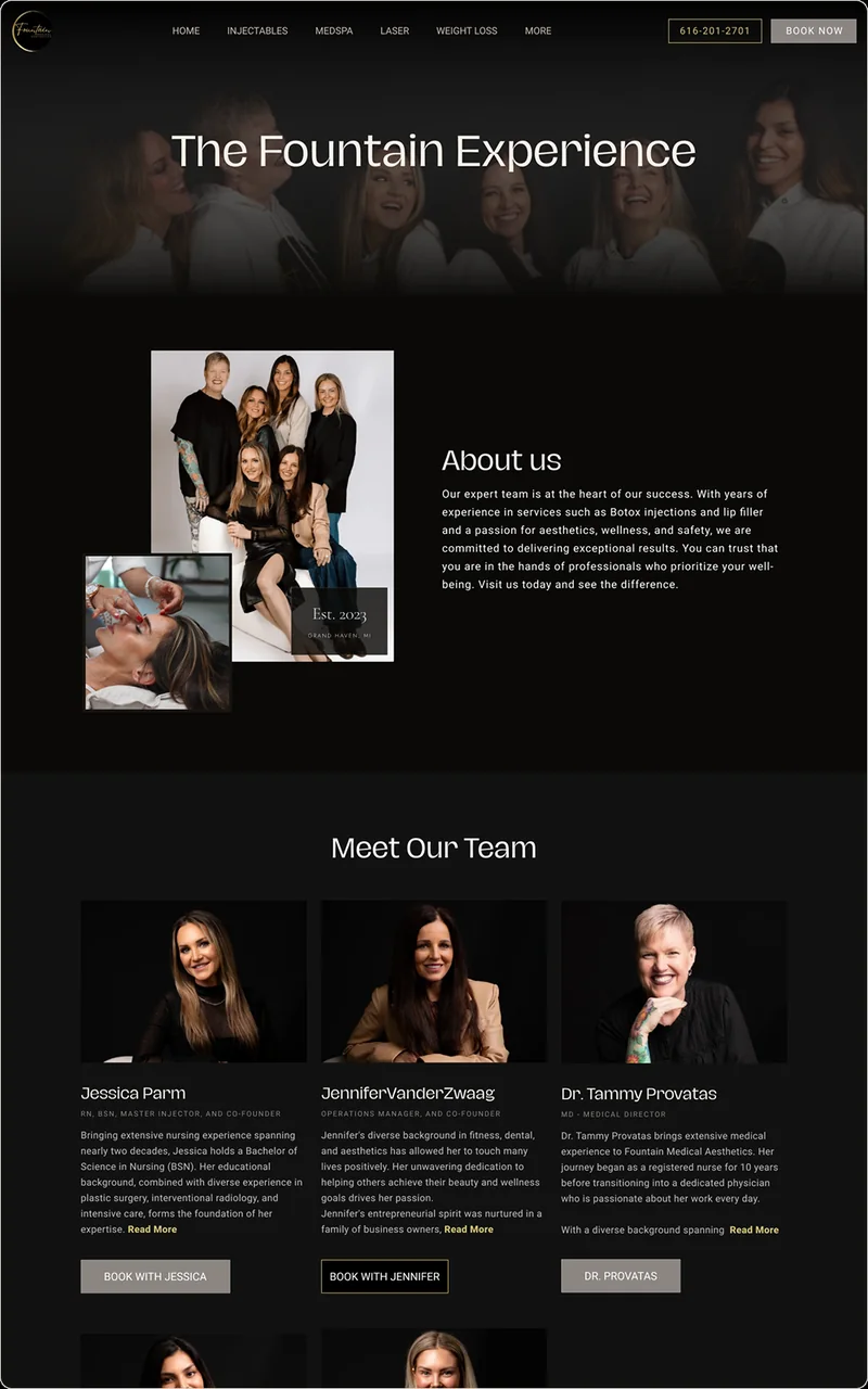 About and team page designed by BrandUs