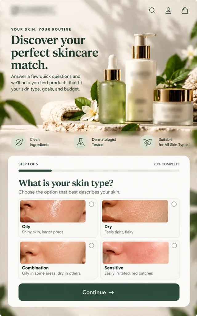 Quiz funnels · real BrandUs screenshot