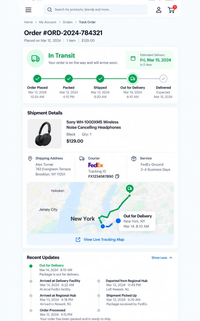 Thank-you & tracking pages · real BrandUs screenshot