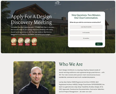 Sami Design Architects – From a Traditional Consultation Page to a Guided Discovery Funnel